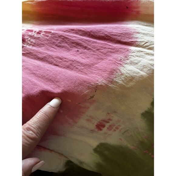 Solitaire Tie Due Maxi Skirt Flowy Pink Green  Boho Hippie Comfort Waist Size L - Picture 7 of 8